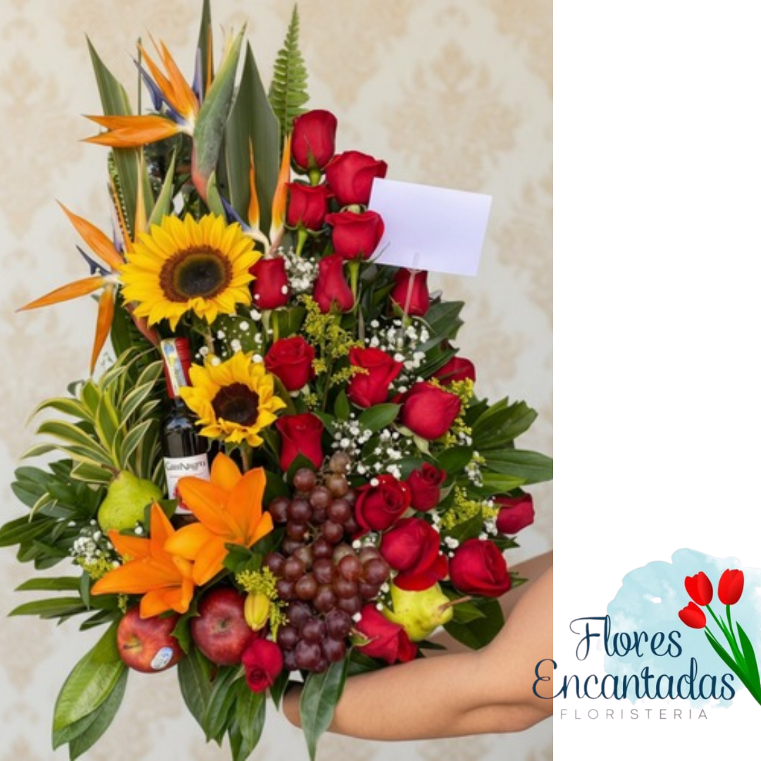 Arreglo Con Frutas Y Vino Te Amo Por Siempre