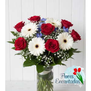 Jarrón con Rosas y Gerberas