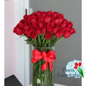 Jarrón con 12 Rosas Rojas