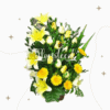 Arreglo con Rosas, Lirios y gerberas amarillas