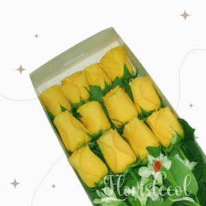 Caja con 12 Rosas Amarillas
